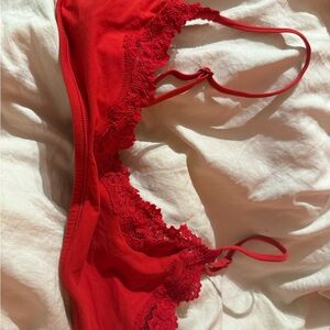 SKIMS Red Lace Trim Bralette